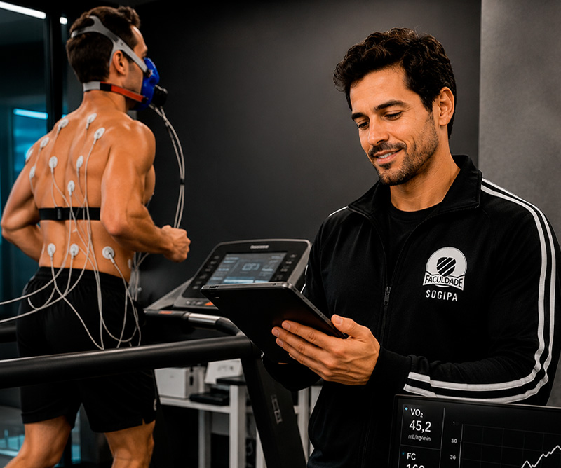 Atleta em teste de fisiologia de esforço